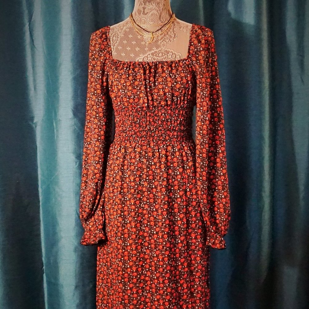 CODE X MODE SMOCKED MIDI DRESS SZ. M NEW